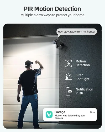 Miniatura 10 de Cámaras de seguridad 2K inalámbricas para exteriores, paquete de 2 cámaras alimentadas por batería WiFi para seguridad en el hogar con detección