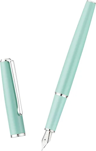 Miniatura 2 de Hongdian 920S - Pluma estilográfica de metal verde, pluma clásica de punta M iridio con convertidor de tinta