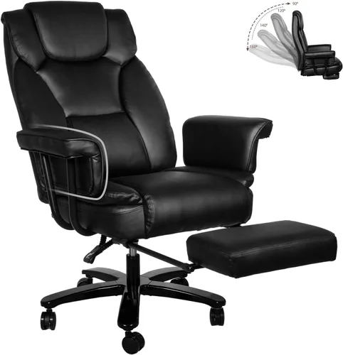 Silla de oficina reclinable con reposapiés, sillas de escritorio de oficina en casa grandes y altas, 400 libras con respaldo alto, asiento ancho