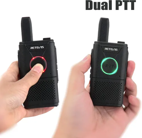 Miniatura 2 de Retevis Walkie Talkies recargables RT18, radios portátiles FRS bidireccionales, PTT dual, VOX, clip de metal, pequeño mini walkie-talkie