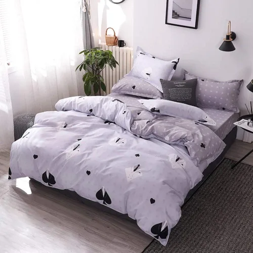 Miniatura 3 de Juego de funda de edredón con funda de almohada, juego de cama de poliéster, individual, doble carta, juegos de cartas, corazones, impresión