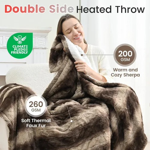 Miniatura 2 de Sunable Manta Eléctrica con Calefacción - Manta de Calefacción Suave y Cómoda Lavable a Máquina con 4 Configuraciones de Calor 50×60 pulgadas