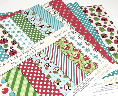 Miniatura 2 de Paquete de papel con patrón – Oh What Fun – Scrapbook Premium Specialty Paper de una cara de 12 x 12 pulgadas, colección incluye 16 hojas – por Miss