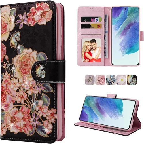 UEEBAI Funda tipo cartera para Samsung Galaxy A13 4G/5G, piel sintética, función atril, bloqueo RFID, con ranuras para tarjetas, correa de muñeca,