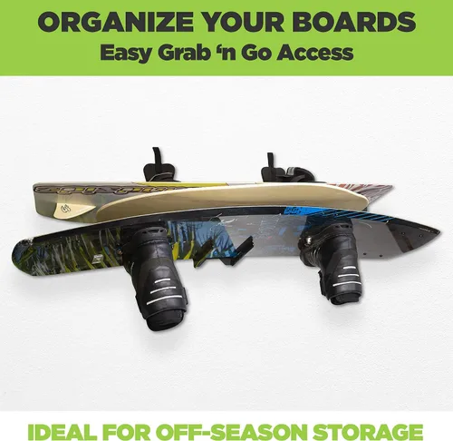 Miniatura 3 de HIDEit Mounts MBoard - Estante universal mediano fabricado en EE. UU., estante de pared horizontal de acero sumergido de goma, estante de wakeboard