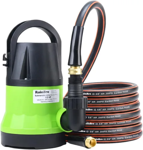 Miniatura 9 de Bomba de sumidero sumergible, bomba de agua con manguera de agua de 25 pies, bomba de utilidad portátil, bomba de transferencia de agua con cable