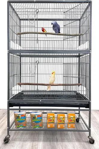 Miniatura 14 de Jaula de vuelo de loro de hierro forjado duradera de lujo para puerta delantera, puertas laterales de anidación laterales, parte inferior acrílica