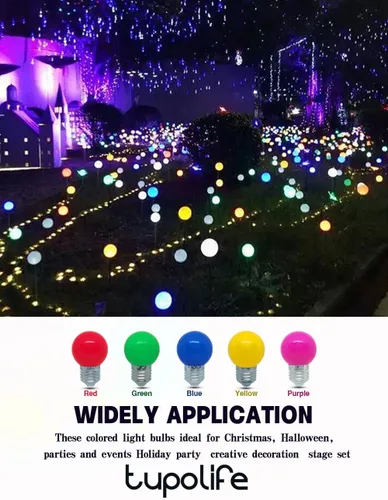Miniatura 7 de Bombilla de luz CC de 12 V, bombillas LED de bajo voltaje, verde de 1 W G14 G45 Mini Globe E26, luces nocturnas de colores, equivalente a 10 W