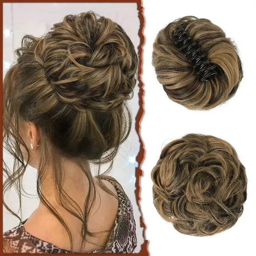 Miniatura 22 de SOFEIYAN Pinza de Gancho Moño Desordenado de Cabello Sintéticico, Cabello Ondulado y Rizado, Pinza de Cabello en Gancho, Chignon, Cola de Caballo