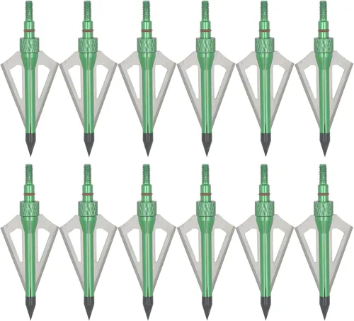 Miniatura 7 de Cabezas Anchas de Caza 12UN 100 Granos Cabezas de Flecha para Atornillar 3 Cuchillas Puntas de Flecha Compatibles con Ballesta y Arco Compuesto + 1