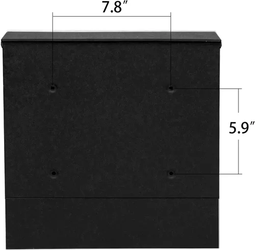 Miniatura 10 de Buzón de pared impermeable y resistente al óxido de gran capacidad con soporte para revistas de periódicos, buzón colgante seguro de acero Negro