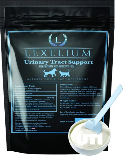 Soporte orgánico para infección del tracto urinario para perros y gatos, fortificado con arándano, manosa D y curcumina, optimiza la función renal y