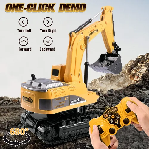Miniatura 2 de ID Gerilla Excavadora de control remoto, juguete de construcción a control remoto, vehículos excavadores de pala de metal con luces, sonidos