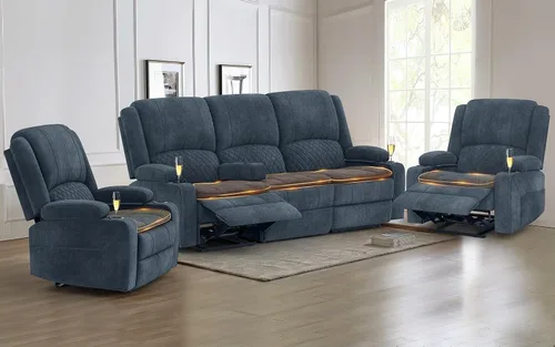 Miniatura 22 de Yolsali Sofá reclinable, sofá reclinable manual de 3 plazas con cojín de 2 niveles, sofás reclinables para sala de estar con consola removible