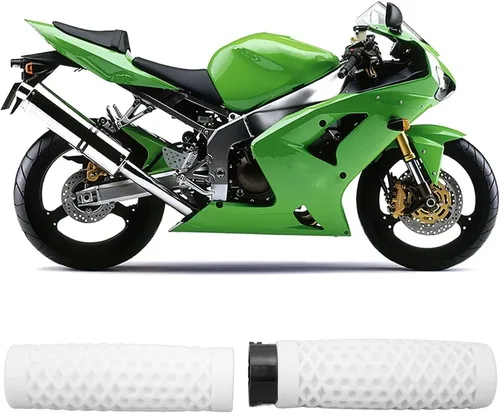 Miniatura 3 de Auto Parts, par de empuñadura de manillar de motocicleta de 0.984 in/1.102 in, repuesto universal de agarre del acelerador (blanco)