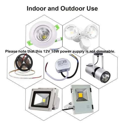 Miniatura 4 de Cheopha Transformadores de 120 V a 12 V Controlador LED compacto de 15 W, fuente de alimentación LED de 12 V IP67 impermeable para tira de luz LED