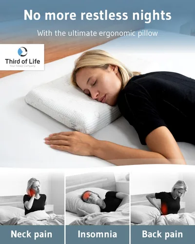 Miniatura 5 de Almohada para dormir boca abajo MIZAR, almohada ultra fina de 2.7 pulgadas diseñada en Alemania, almohada ergonómica con funda de almohada lavable