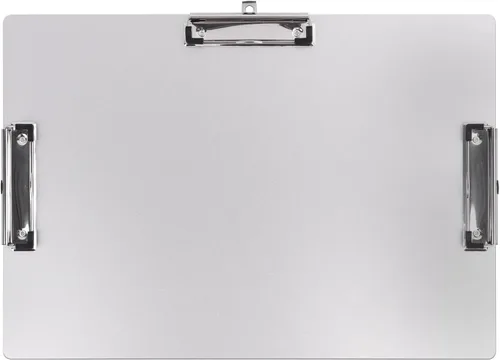 Portapapeles de paisaje de tres clips, tablero de clip de metal con soporte para bolígrafo, portapapeles de aluminio de 11 x 17 pulgadas, tablero de