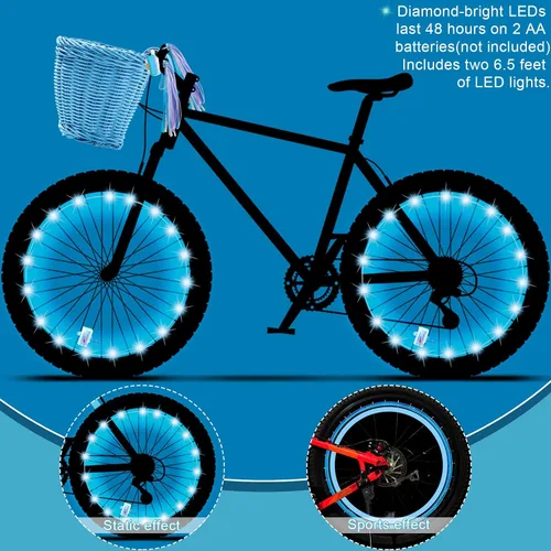 Miniatura 5 de Hestya Juego de cestas de bicicleta para niños, cesta de mimbre, cesta de bicicleta para manillar para niñas con 2 luces LED para ruedas