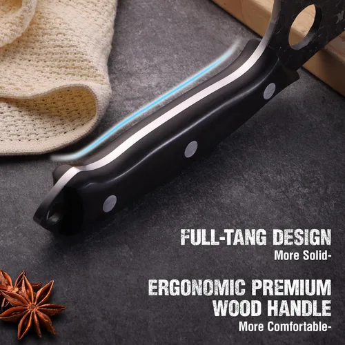 Miniatura 5 de Mossy Oak Cuchillo para carne, cuchillo de carnicero con funda de cuero auténtico, cuchillo de cocina forjado a mano, mango completo para cortar