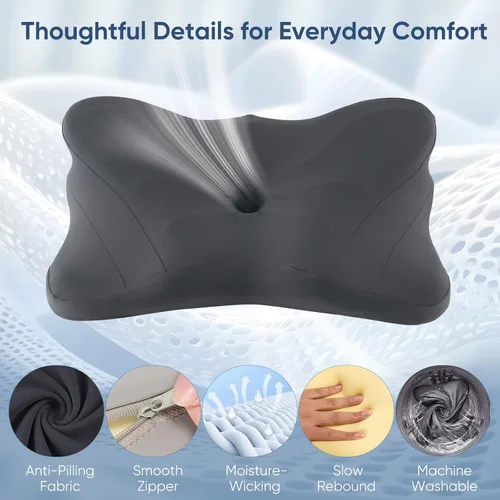 Miniatura 5 de Sweetcrispy Almohada cervical para cuello y hombro, almohadas ergonómicas de espuma viscoelástica, contorno lateral para adultos, soporte ortopédico
