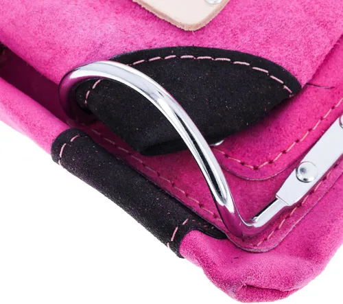 Miniatura 5 de Bolsa de herramientas de cuero de gamuza de 10 bolsillos Bolsa de herramientas de taladro de martillo Rosa
