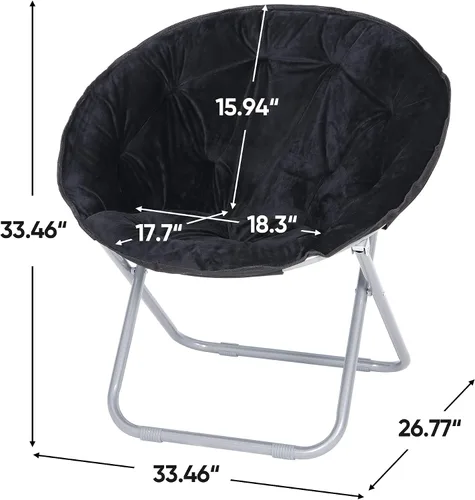 Miniatura 3 de Nouva Silla plegable, silla plegable de luna, silla de lectura redonda de piel sintética, silla de juegos con marco de metal para niños