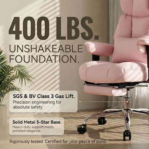 Miniatura 6 de Efomao Silla de oficina grande y alta de 400 libras, silla de escritorio reclinable resistente con reposapiés, silla ejecutiva de piel sintética