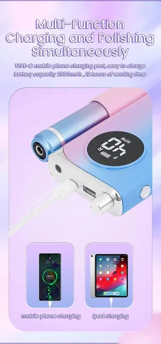 40000RPM inalámbrico eléctrico portátil recargable Nail Art Manicura Taladro de uñas Taladro de uñas profesional eléctrico (negro)