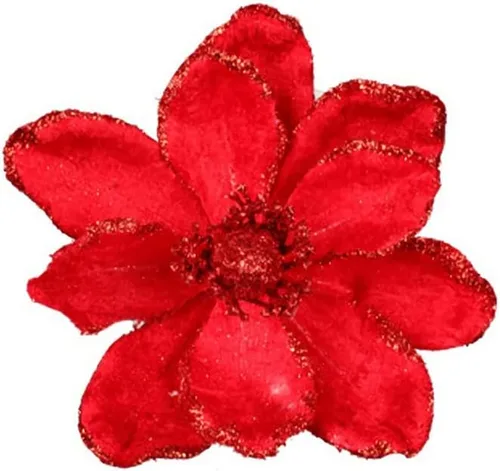 vctops 10 unidades de flores artificiales con purpurina para corona de árbol de Navidad, adornos de bricolaje de 6.3 pulgadas, flores falsas para