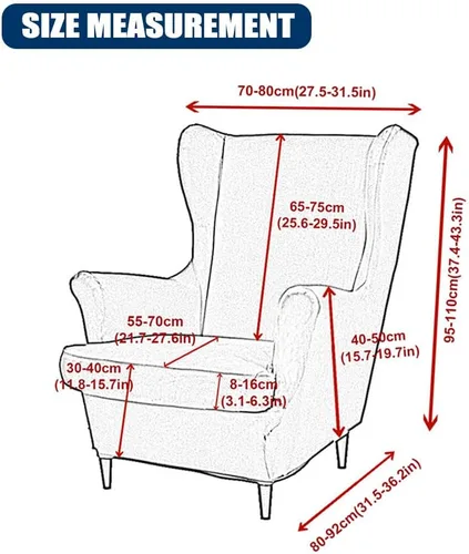 Miniatura 6 de Morbuy Funda para silla Wingback, 2 piezas, lavable, elástica, con respaldo de ala, fundas para silla con brazos para sala de estar, dormitorio