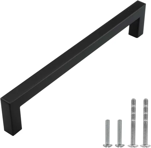 Miniatura 11 de Modket Paquete de 1 manija cuadrada europea para gabinete de acero inoxidable 304 de 2 pulgadas, pomo negro mate