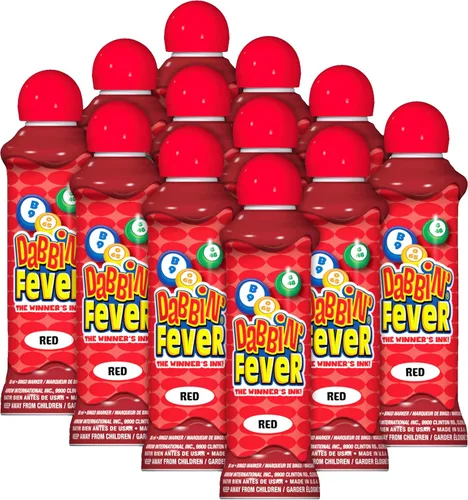 Dabbin' Fever - Marcadores de bingo, una docena de 3 onzas de tinta (Rojo)
