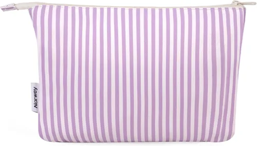 Miniatura 10 de Narwey Bolsa de Maquillaje Grande para Bolso de Cuero Vegano de Viaje Bolsa de Cosméticos con Cremallera para Mujeres, A-Negro