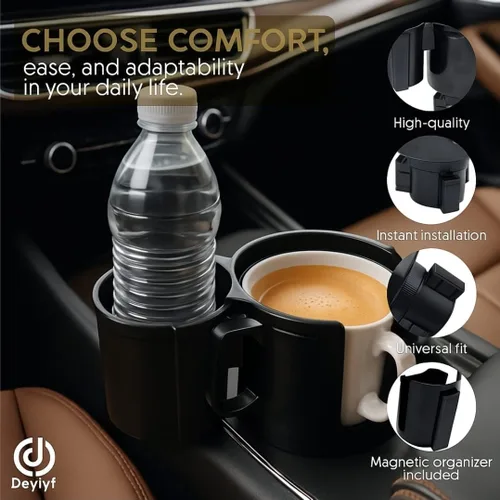 Miniatura 3 de Expansor de portavasos para automóvil, juego de adaptador de portavasos ajustable 2 en 1 con accesorio magnético para montaje de botella, se adapta
