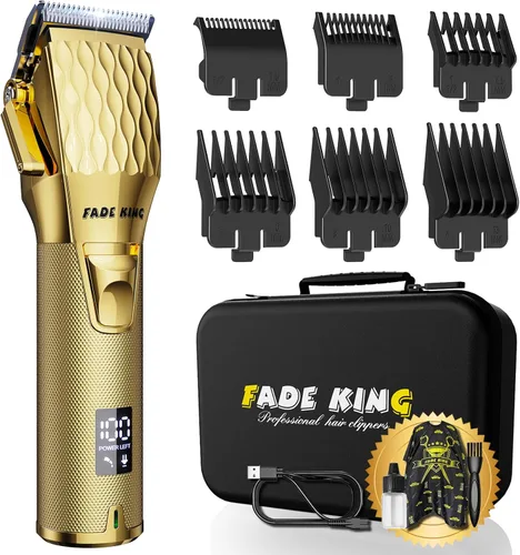 FADEKING Cortapelos profesional para hombres, cortapelos inalámbricos para cortar el cabello, recortadora de barba recargable con pantalla LED y