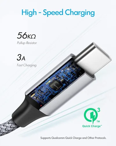 Miniatura 2 de Baiwwa Cable USB C de carga rápida de 3 pies, paquete de 2 cables USB A a tipo C, cable de carga trenzado para iPhone 16 15/16 15 Pro/16 15 Plus/16