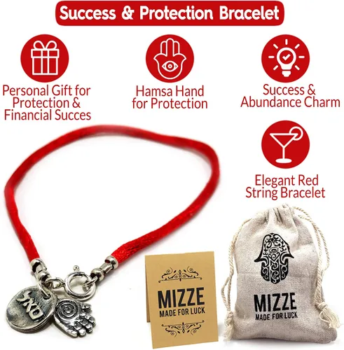 Miniatura 4 de Hecho a mano Hamsa ROJO Seda Cábala pulsera para la Prosperidad & éxito para hombre