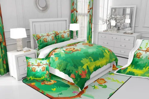 Miniatura 6 de jejeloiu Alfombras de mono para sala de estar, dormitorio, alfombra antideslizante de 4 x 5 pies, para niños, mujeres y hombres, lindos animales