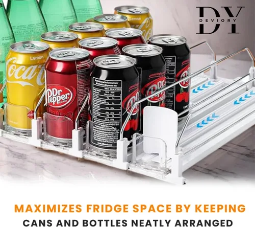 Miniatura 4 de Organizador de latas de soda con empujador automático Organizador de bebidas para refrigerador Dispensador de bebidas para soda, latas