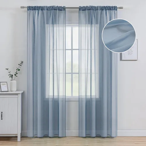 Miniatura 11 de MIULEE Cortinas semitransparentes 24 pulgadas de largo 2 paneles para ventana de cocina sobre el fregadero, cortinas cortas pequeñas de café