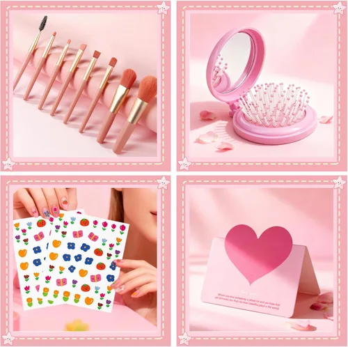 Miniatura 7 de Awfrky Bolsa de maquillaje con inicial, regalos de graduación, regalos de cumpleaños para niñas de 4, 5, 6, 7, 8, 9, 10, 11, 12 años, regalos