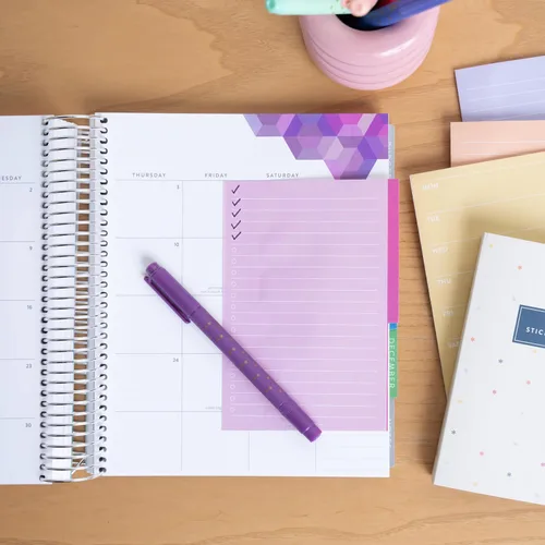 Miniatura 4 de Erin Condren Colorido folleto de notas adhesivas funcionales con pestañas, juego de notas adhesivas de productividad de 7 secciones con 140 hojas