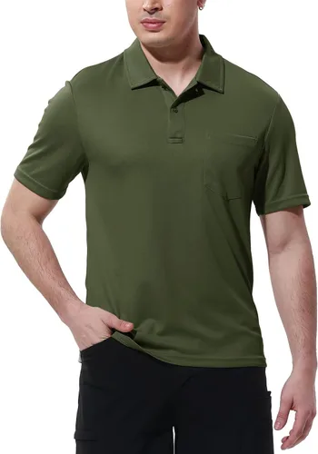 Miniatura 3 de BGOWATU Camisas polo de manga corta con cuello para hombre, camisas de golf de secado rápido con bolsillo