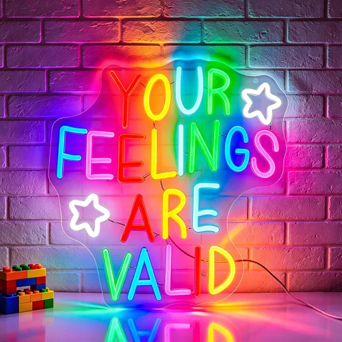 Letrero de neón para decoración de pared, regulable con texto en inglés "Your Feelings Are Valid", luces de neón LED, letreros iluminados para Lady
