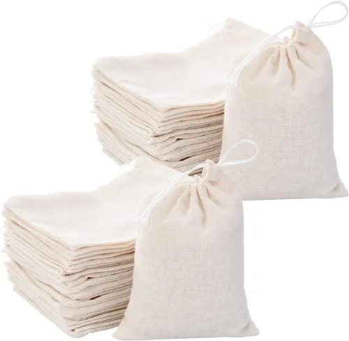 Tatuo Paquete de 200 bolsas de muselina de yute con cordón, bolsas de saquito multiusos de lona y lino para té, joyería, recuerdos de boda, fiesta,