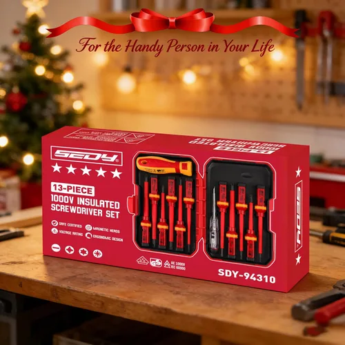 Miniatura 9 de Juego de destornilladores eléctricos aislados de 1000 V – Juego de destornilladores eléctricos profesionales de 13 piezas, mango de aislamiento CRV