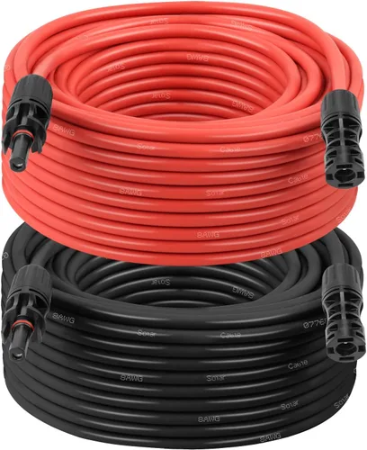 Miniatura 19 de Cable de extensión solar 10AWG de 20 pies – Paquete de 2 cables fotovoltaicos rojos y negros con conectores solares, cobre estañado de 84 hebras
