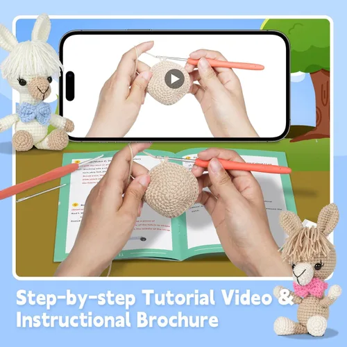 Miniatura 3 de mehorkook Kit de ganchillo para principiantes, tutoriales en video paso a paso, ideal para adultos y niños, proyectos de animales de ganchillo