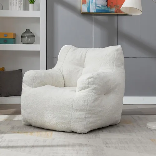 Miniatura 9 de Puf de tela de peluche ultra suave con relleno, sofá perezoso para adultos, niños, adolescentes, moderno y cómodo sofá de ocio para dormitorio, sala